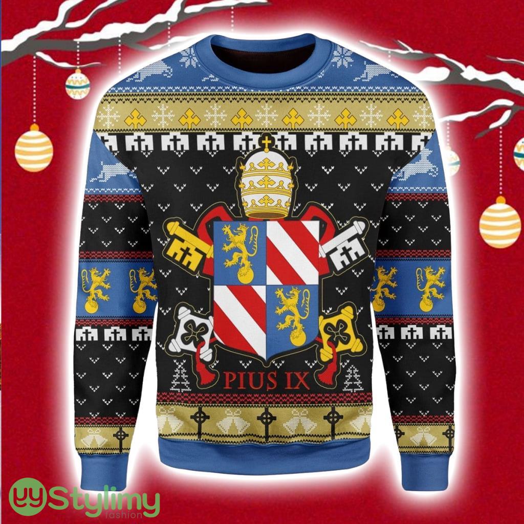 Pope Pius IX Coat Of Arms Christmas Ugly Sweater 3D 3 Pope Pius IX Coat Of Arms Christmas Ugly Sweater 3D Product Photo 1