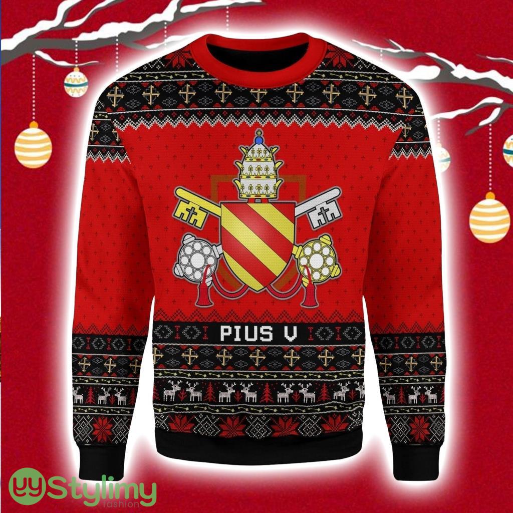Pope Pius V Christmas Ugly Sweater 3D 3 Pope Pius V Christmas Ugly Sweater 3D Product Photo 1