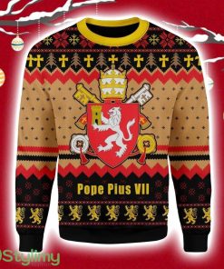 Pope Pius VIII Coat of Arms Christmas Ugly Sweater 3D Product Photo 1