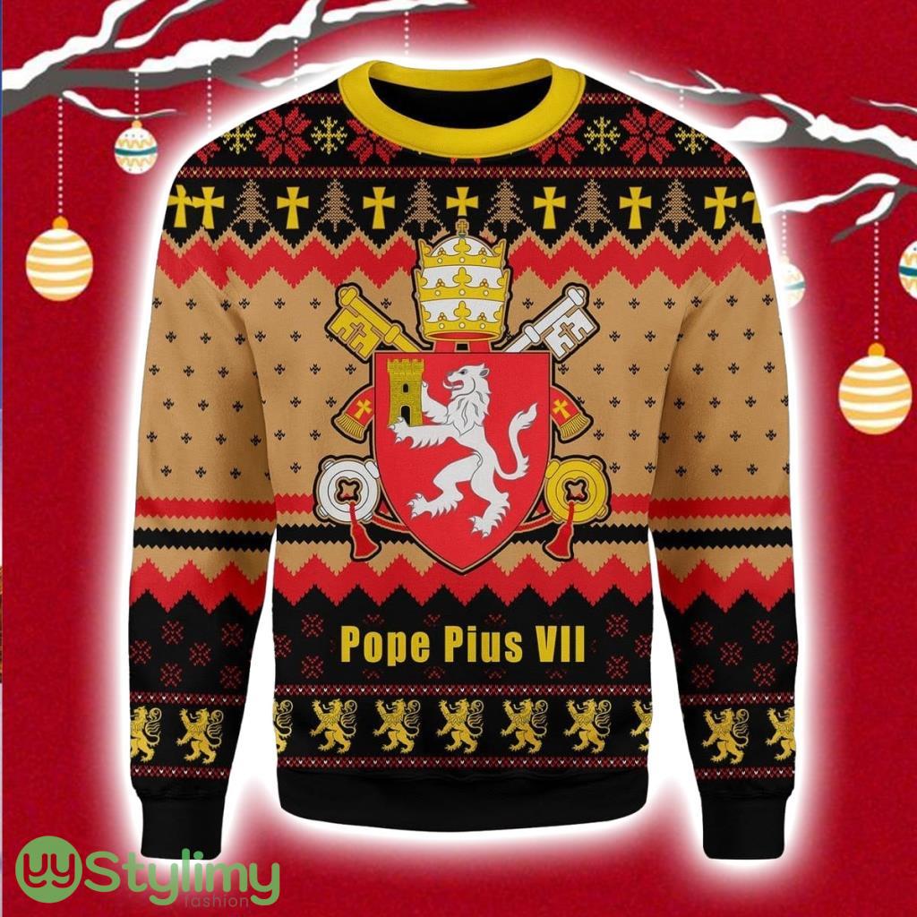Pope Pius VIII Coat of Arms Christmas Ugly Sweater 3D 3 Pope Pius VIII Coat of Arms Christmas Ugly Sweater 3D Product Photo 1