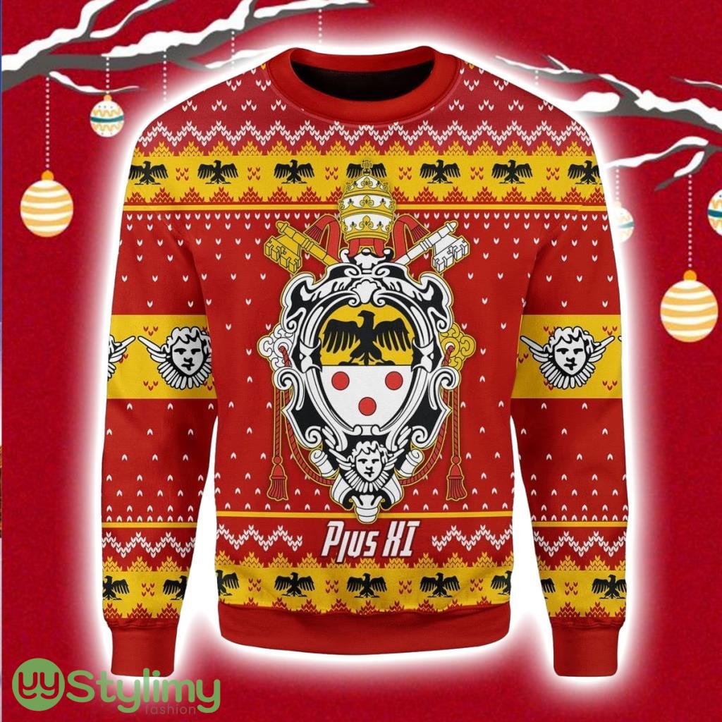 Pope Pius XI Coat Of Arms Christmas Ugly Sweater 3D 3 Pope Pius XI Coat Of Arms Christmas Ugly Sweater 3D Product Photo 1