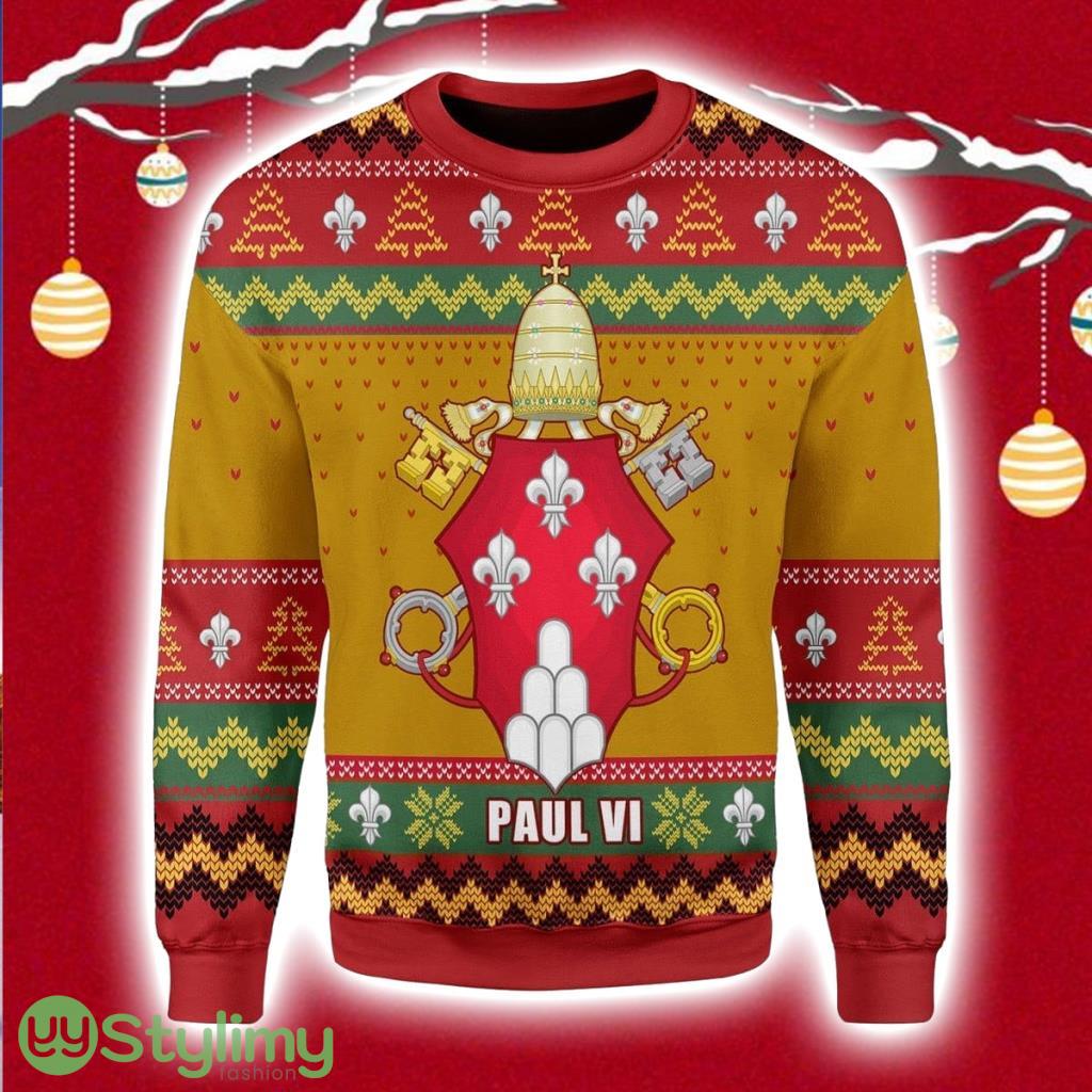 Pope Pope Paul VI Coat Of Arms Christmas Ugly Sweater 3D 3 Pope Pope Paul VI Coat Of Arms Christmas Ugly Sweater 3D Product Photo 1