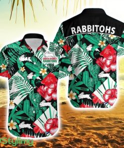 Rabbitohs Rugby Striped Hawaiian Shirt Fashion Tropical Jungle Flowers Product Photo 1