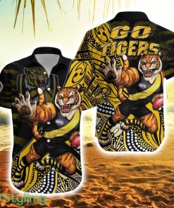Richmond Football Striped Hawaiian Shirt Aboriginal Go The Tigers Mascot Product Photo 1
