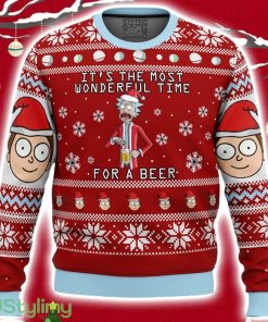 Rick And Morty Time For A Beer Ugly Christmas Sweater 3D Product Photo 1