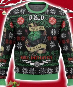 Roll Initiative Dungeons & Dragons Ugly Christmas Sweater 3D Product Photo 1