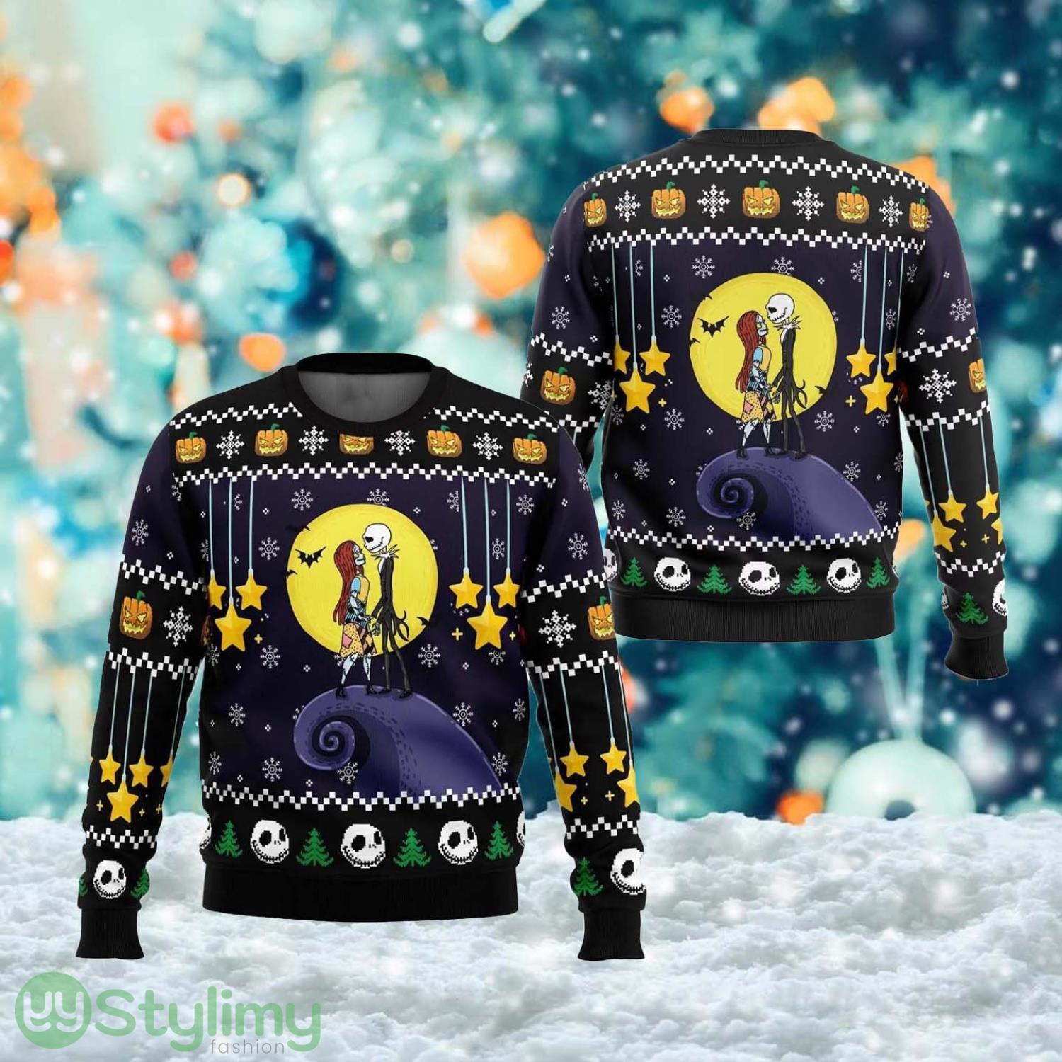 Romantic Skeleton Couple Ugly Christmas Sweater, His And Her Nightmare Halloween Ugly Christmas Sweater Christmas Sweater For Men And Women 2 Romantic Skeleton Couple Ugly Christmas Sweater, His And Her Nightmare Halloween Ugly Christmas Sweater Christmas Sweater For Men And Women Product Photo 1