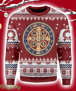 Saint Benedict Medal Christmas Ugly Sweater 3D Product Photo 1