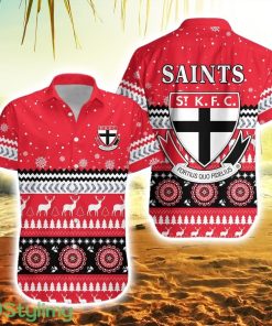 Saints Christmas Striped Hawaiian Shirt Indigenous St Kilda Football Product Photo 1