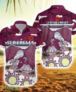 Sea Eagles Anzac Day Striped Hawaiian Shirt Simple Indigenous Camouflage Product Photo 1