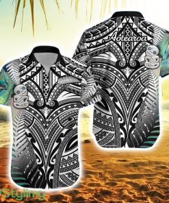 Simple Striped Hawaiian Shirt Maori Hei Tiki And Paua Black Product Photo 1