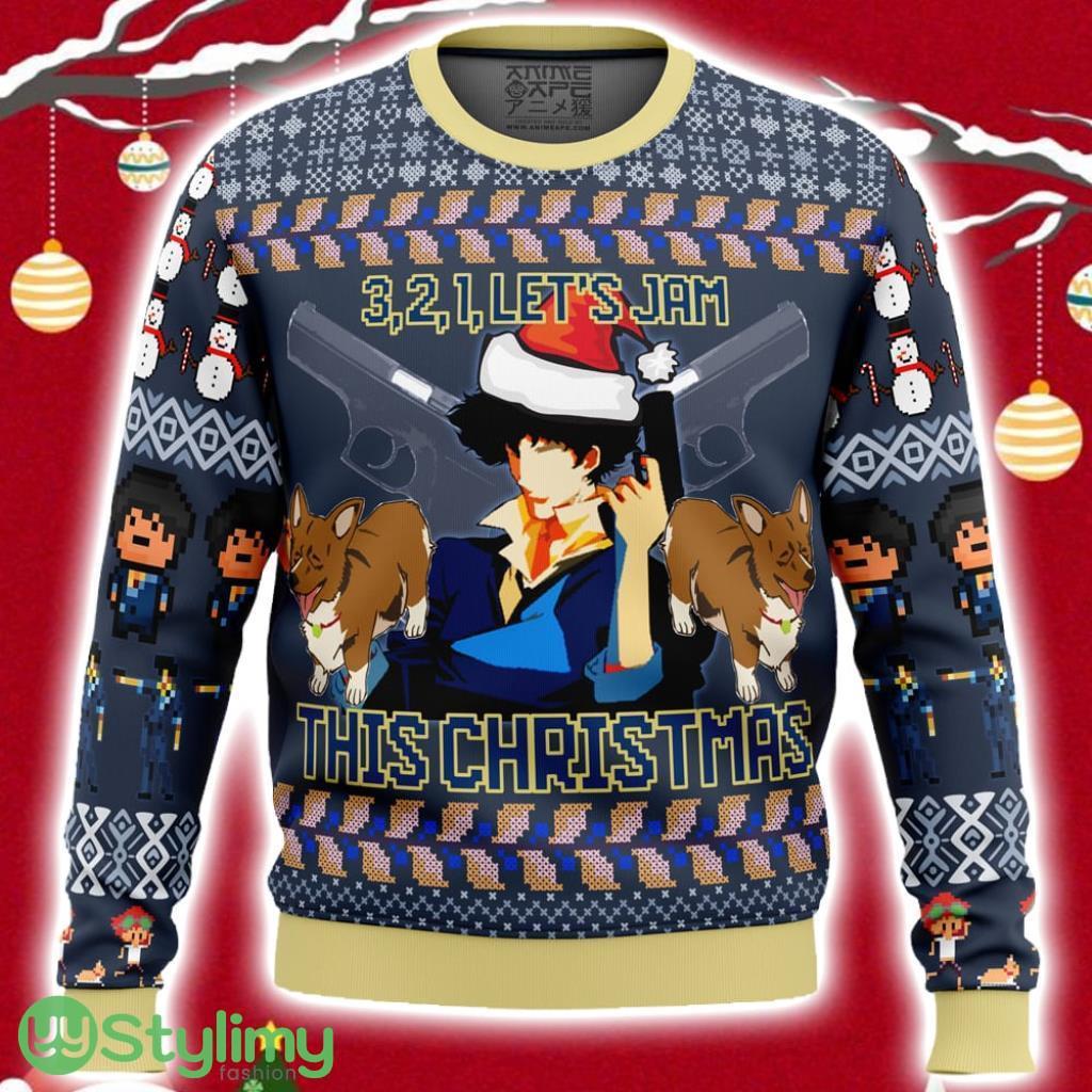 Spike Spiegel Cowboy Bebop Ugly Christmas Sweater 3D 2 Spike Spiegel Cowboy Bebop Ugly Christmas Sweater 3D Product Photo 1