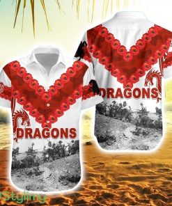 St. George Illawarra Dragons Striped Hawaiian Shirt Anzac Day Simple Style Product Photo 1