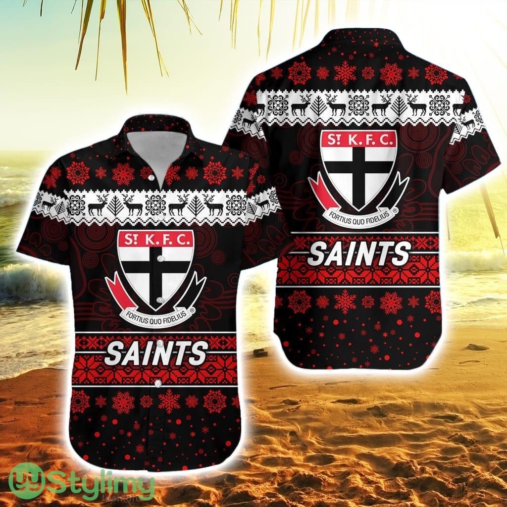 St Kilda Saints Striped Hawaiian Shirt Christmas Simple Style 2 St Kilda Saints Striped Hawaiian Shirt Christmas Simple Style Product Photo 1