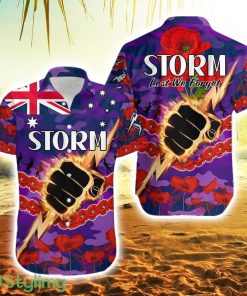 Storm Rugby Anzac Striped Hawaiian Shirt Lest We Forget Product Photo 1