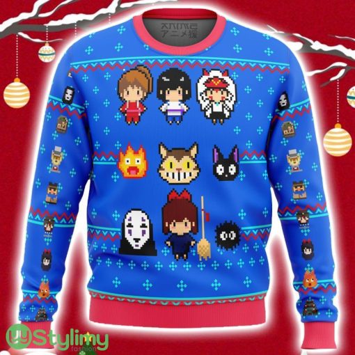 Studio Ghibli Blue Ugly Christmas Sweater 3D