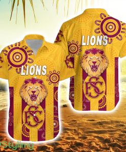 Subiaco Football Club Striped Hawaiian Shirt Lions Indigenous Version Gold Product Photo 1