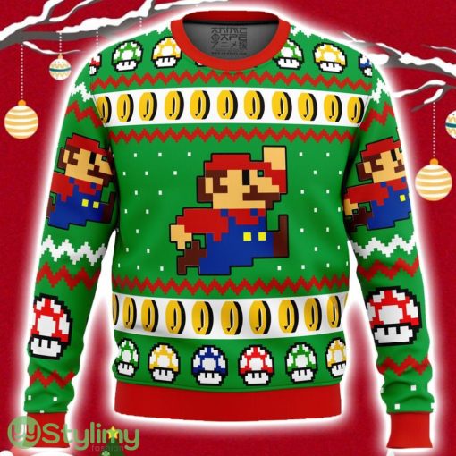Super Mario Jump Ugly Christmas Sweater 3D