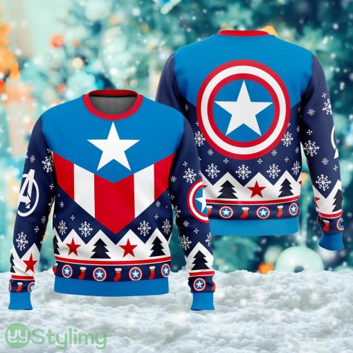 Superhero Ugly Christmas Sweater, US Captian Hero Movie Xmas Ugly Christmas Sweater Christmas Sweater For Men And Women