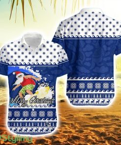 Surfing Santa Claus Striped Hawaiian Shirt Christmas Australia Blue Style Product Photo 1