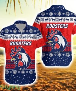 Sydney Roosters Striped Hawaiian Shirt Christmas Simple Style Blue Product Photo 1