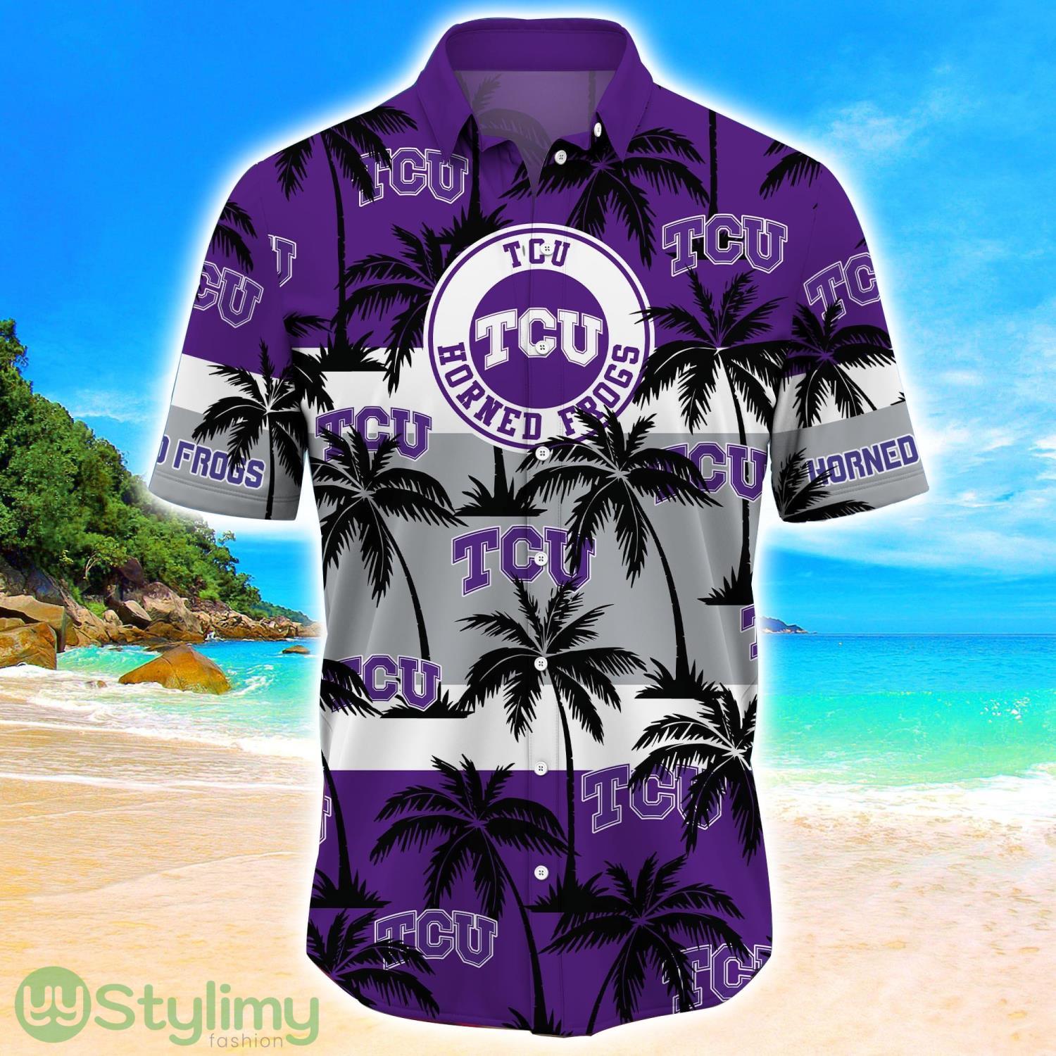 TCU Horned Frogs Tropical Palm Tree Trending Summer Aloha Hawaiian Shirt 2 TCU Horned Frogs Tropical Palm Tree Trending Summer Aloha Hawaiian Shirt Product Photo 2