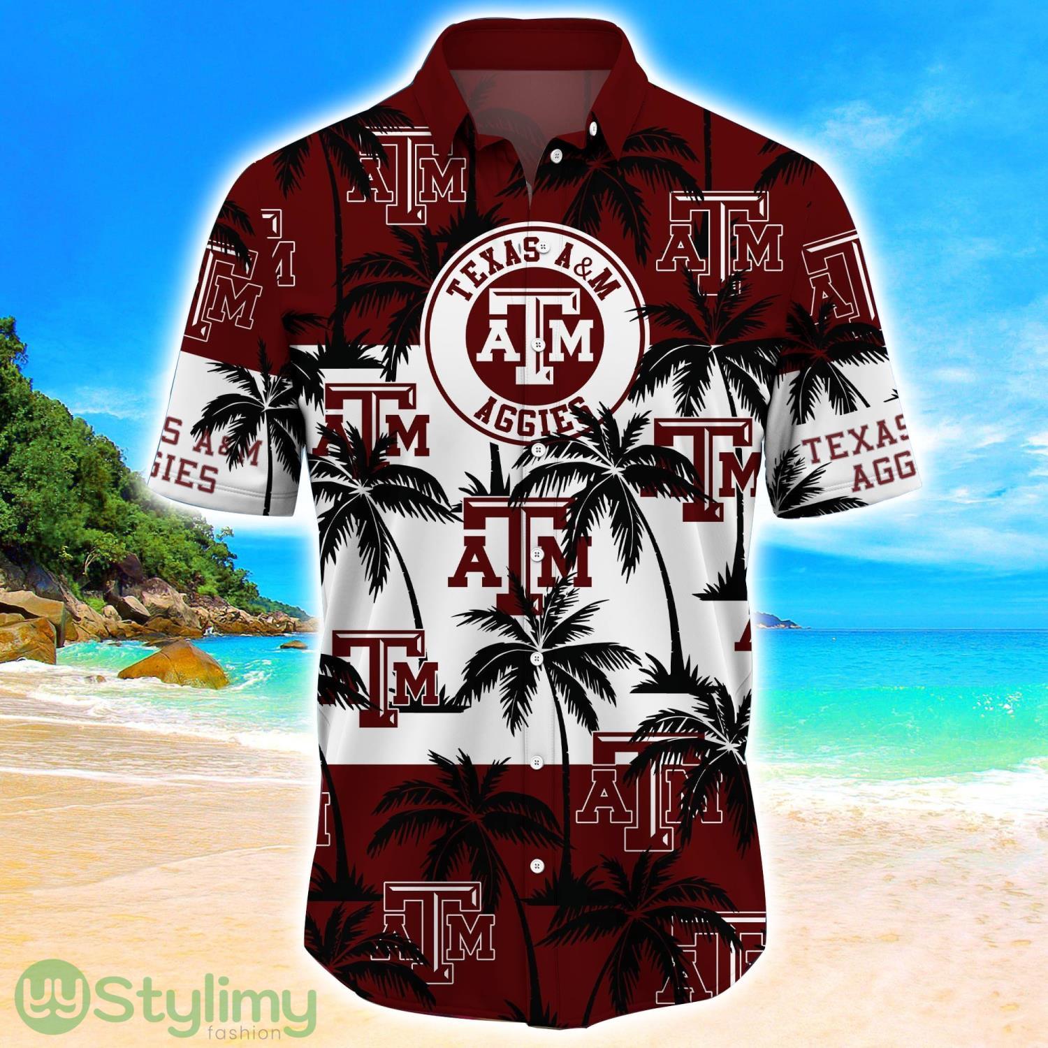 Texas A&M Aggies Tropical Palm Tree Trending Summer Aloha Hawaiian Shirt 2 Texas A&M Aggies Tropical Palm Tree Trending Summer Aloha Hawaiian Shirt Product Photo 2