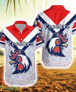 Ti Tree Roosters Striped Hawaiian Shirt Indigenous Vibes White Product Photo 1