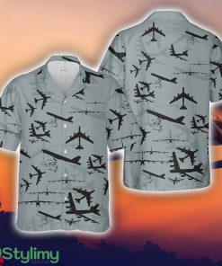 US Air Force Boeing B-52 Stratofortress Aircraft Silhouettes Tropical 3D Hawaiian Shirt Summer Gift Product Photo 1