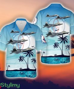 US Air Force F-22 Raptors Of 94th Fighter Squadron Tropical 3D Hawaiian Shirt Summer Gift Product Photo 1