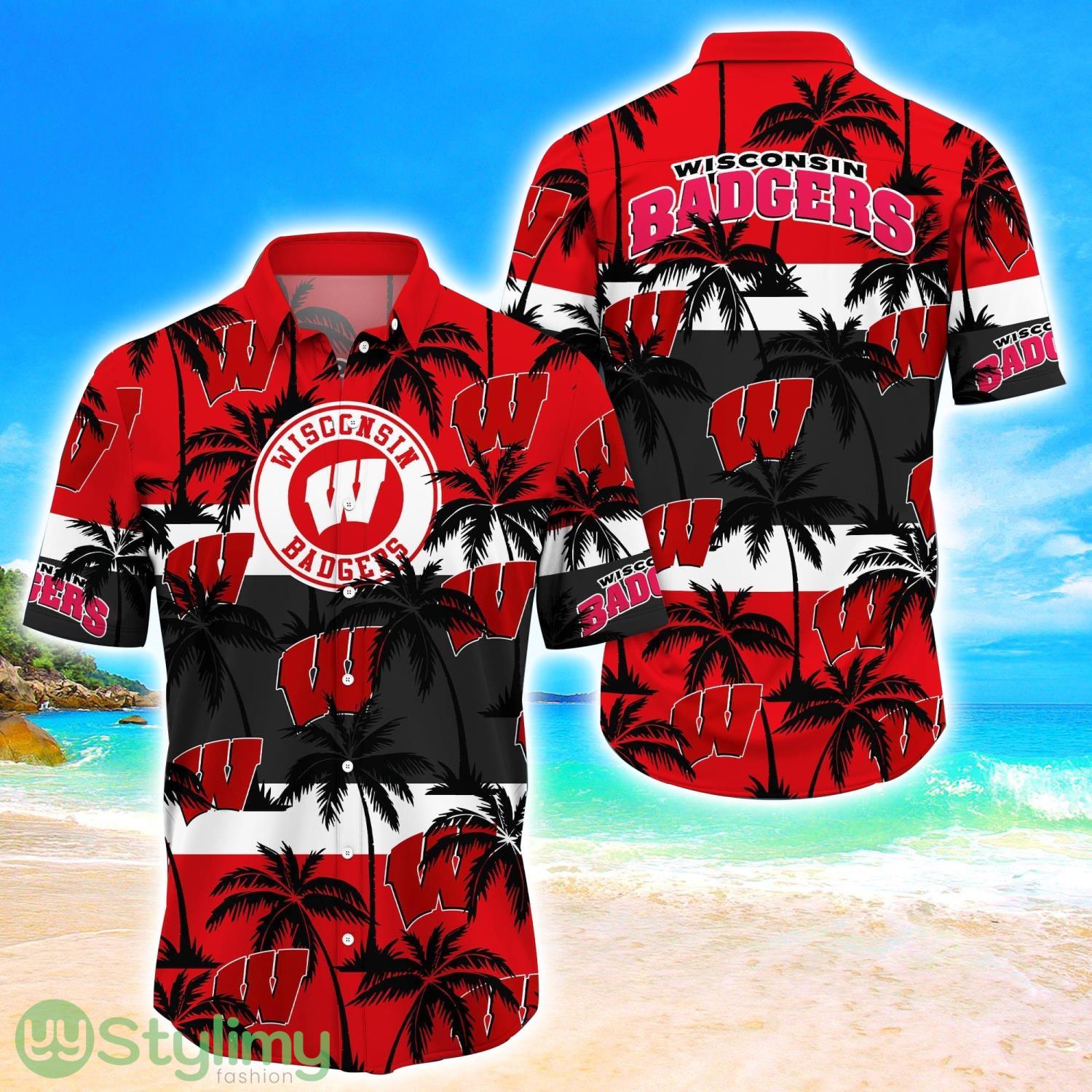 Wisconsin Badgers Tropical Palm Tree Trending Summer Aloha Hawaiian Shirt 4 Wisconsin Badgers Tropical Palm Tree Trending Summer Aloha Hawaiian Shirt Product Photo 1