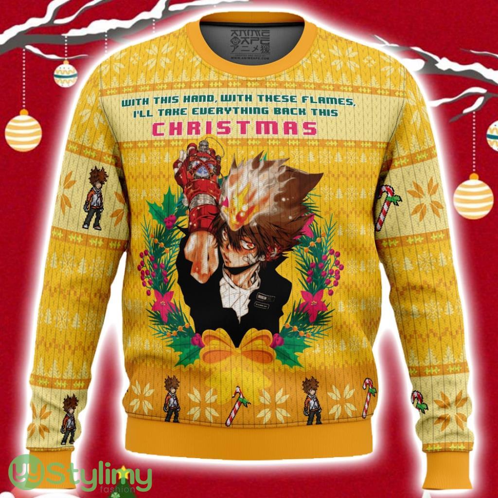 With This Hand, With These Flames Katekyo Hitman Reborn Ugly Christmas Sweater 3D 2 With This Hand, With These Flames Katekyo Hitman Reborn Ugly Christmas Sweater 3D Product Photo 1