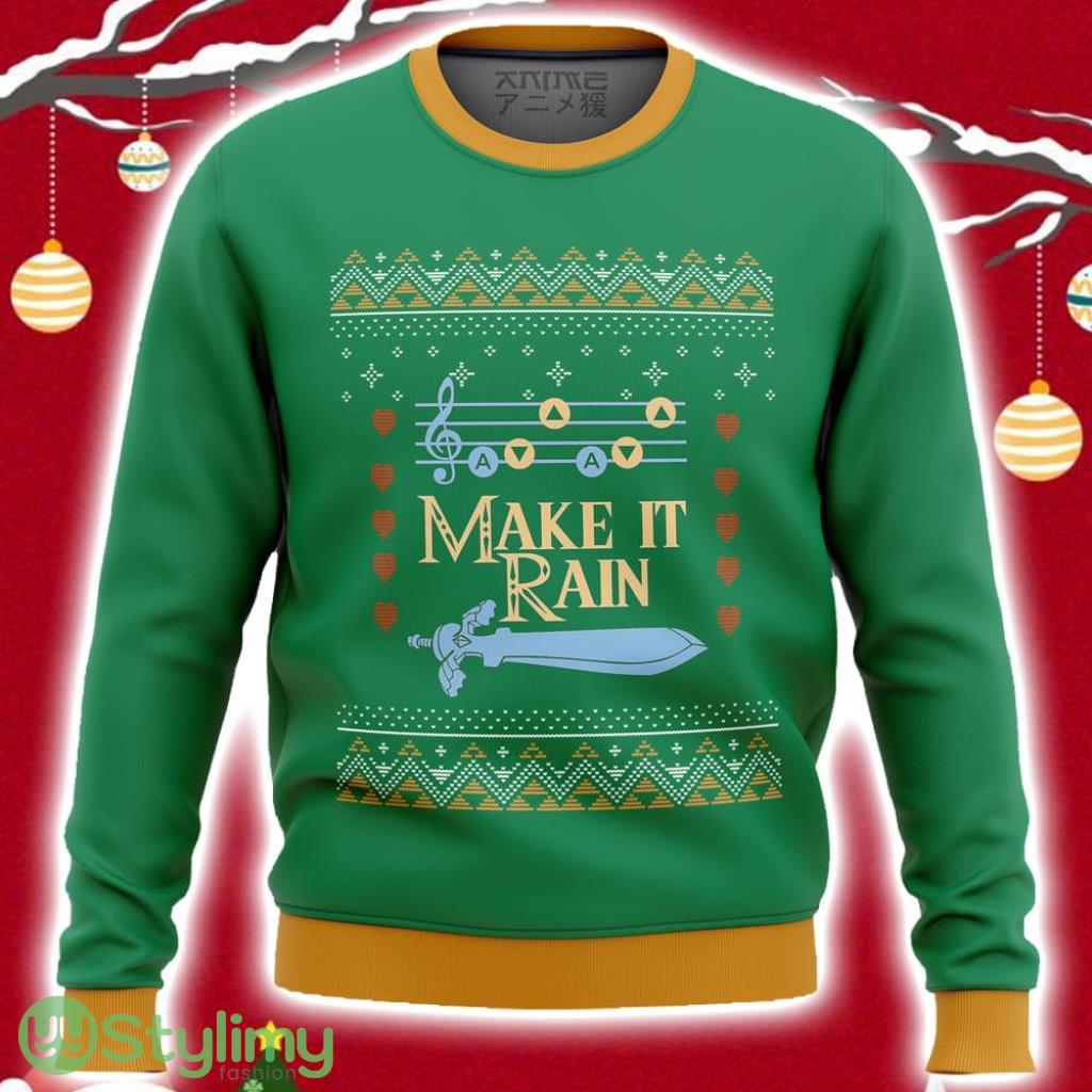 Zelda Make It Rain Ugly Christmas Sweater 3D 2 Zelda Make It Rain Ugly Christmas Sweater 3D Product Photo 1