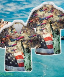 Alaska Airlines More to Love Airbus A321 Neo 4th Of July Hawaiian Shirt - Alaska Airlines More to Love Airbus A321 Neo 4th Of July Hawaiian Shirt