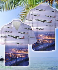 American Airlines Boeing 777-300ER At DallasFort Worth International Airport Hawaiian Shirt - American Airlines Boeing 777-300ER At DallasFort Worth International Airport Hawaiian Shirt