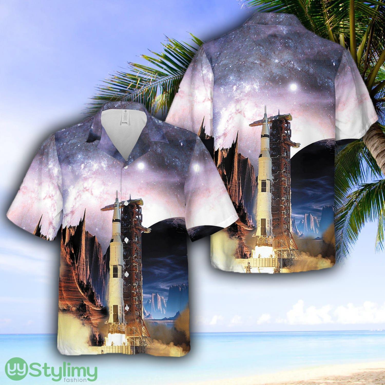 Apollo 11 Saturn V rocket Hawaiian Shirt 2 Apollo 11 Saturn V rocket Hawaiian Shirt - Apollo 11 Saturn V rocket Hawaiian Shirt