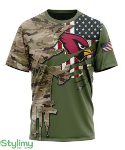 Arizona Cardinals Flag Andl Camo Design Custom Name And Number 3D T-Shirt Product Photo 1