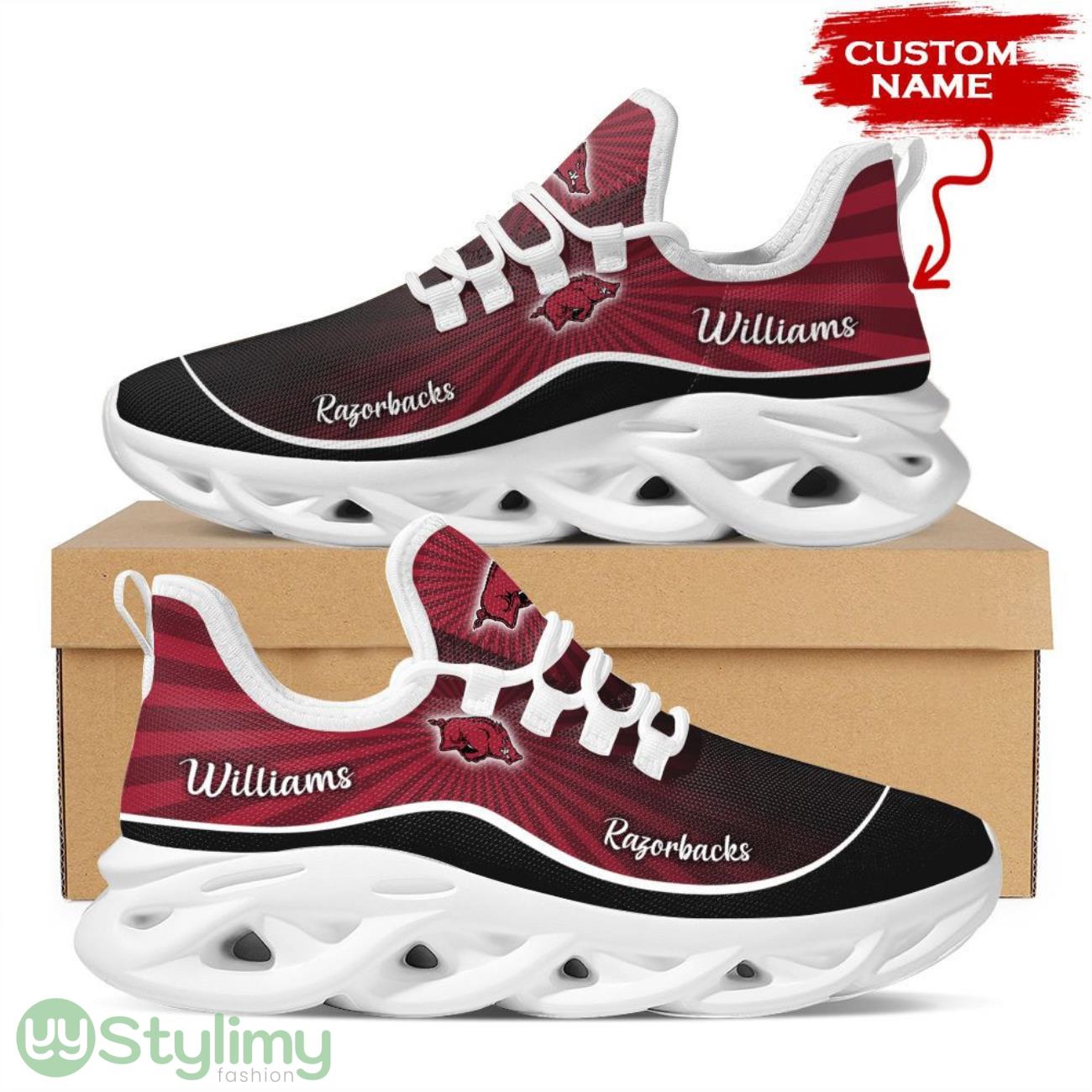 Arkansas Razorbacks Custom Name Personalized Max Soul Sneakers Running Sports Shoes For Men Women 3 Arkansas Razorbacks Custom Name Personalized Max Soul Sneakers Running Sports Shoes For Men Women Product Photo 3