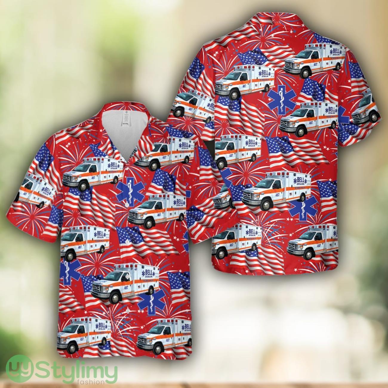 Bell Ambulance, Milwaukee, Wisconsin, 4th Of July Men And Women Hawaiian Shirt 2 Bell Ambulance, Milwaukee, Wisconsin, 4th Of July Men And Women Hawaiian Shirt Product Photo 1
