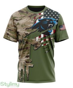 Carolina Panthers Flag Andl Camo Design Custom Name And Number 3D T-Shirt Product Photo 1