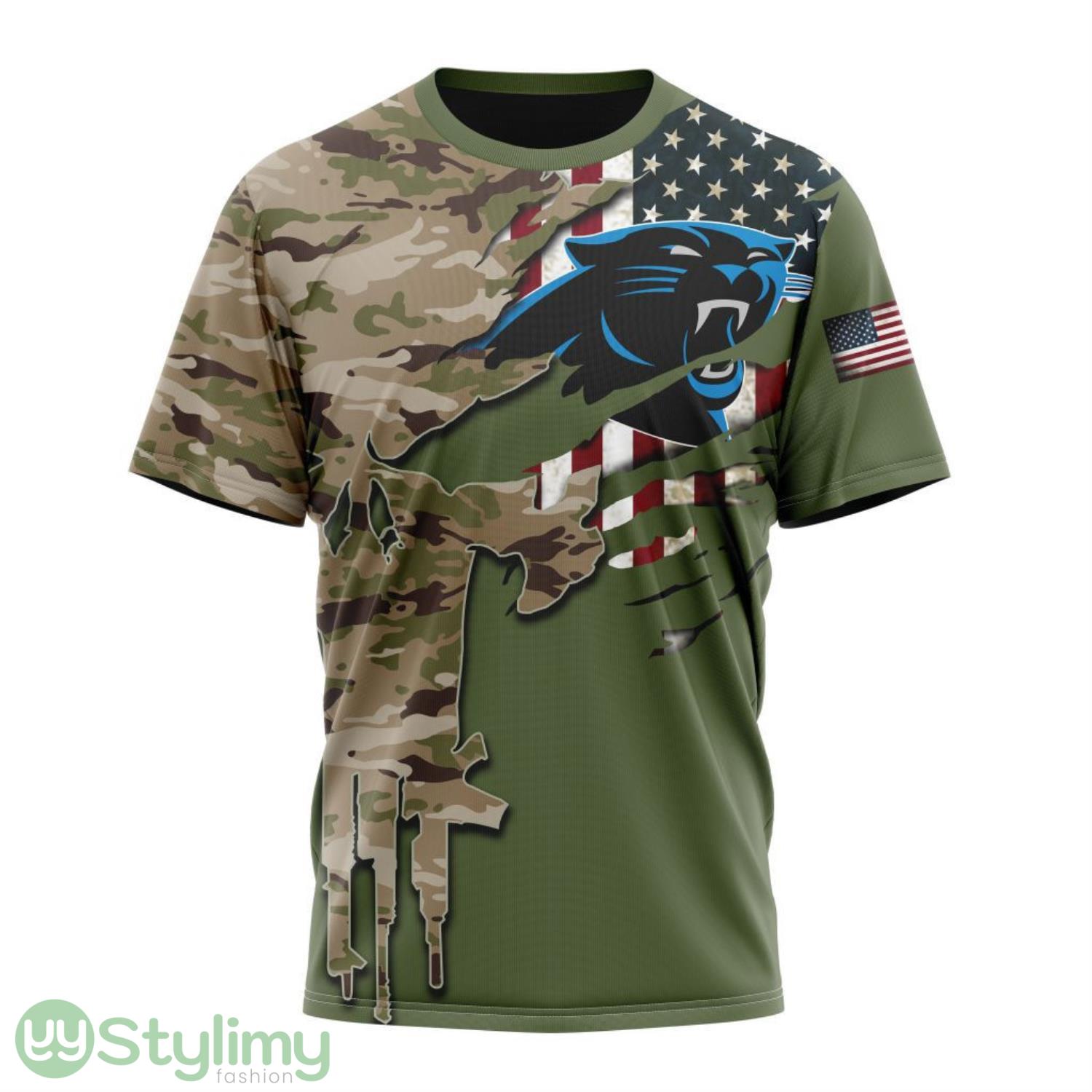 Carolina Panthers Flag Andl Camo Design Custom Name And Number 3D T-Shirt 3 Carolina Panthers Flag Andl Camo Design Custom Name And Number 3D T-Shirt Product Photo 1