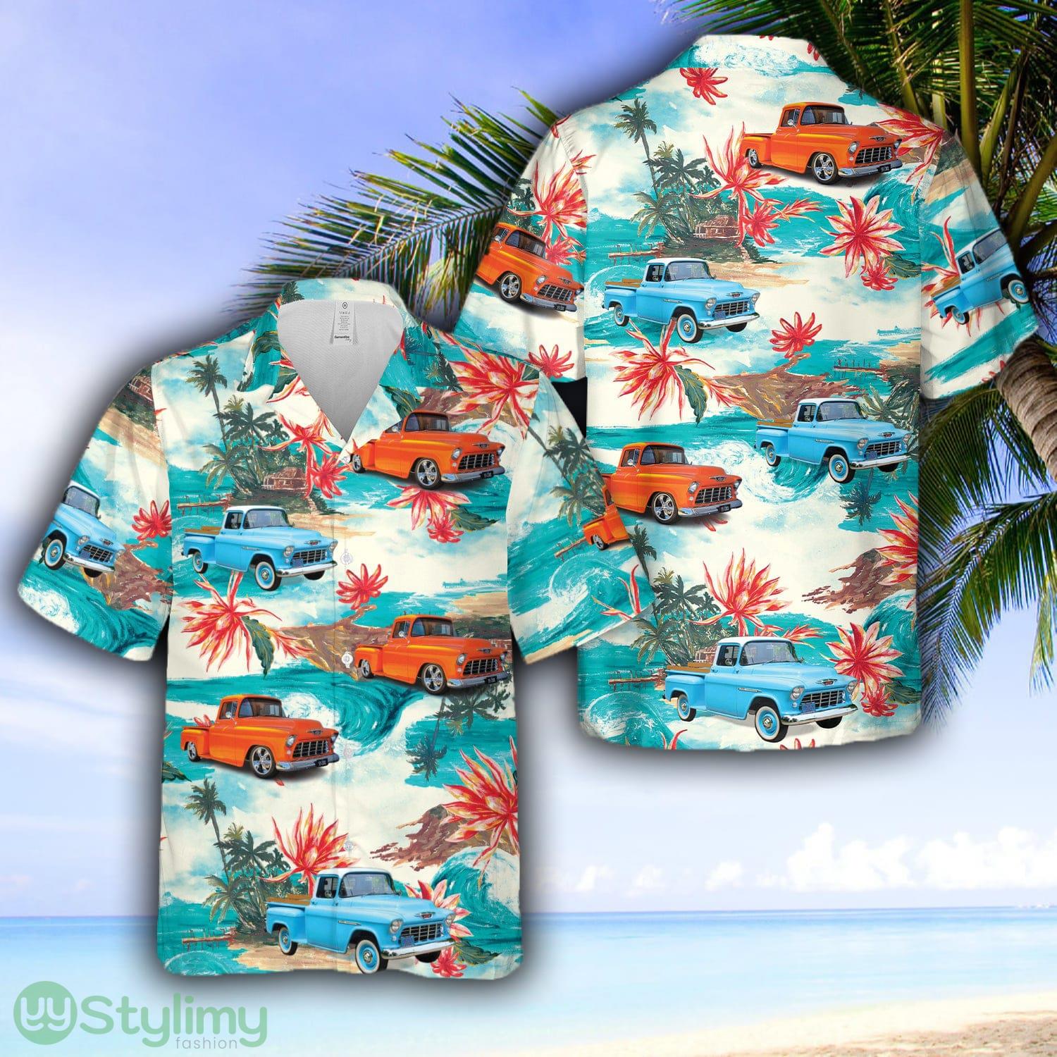 Chevy Stepside 3100 Pickup 1955 Hawaiian Shirt 2 Chevy Stepside 3100 Pickup 1955 Hawaiian Shirt - Chevy Stepside 3100 Pickup 1955 Hawaiian Shirt