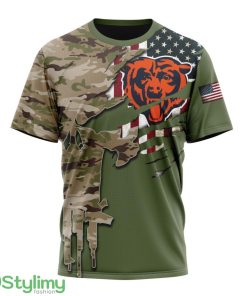 Chicago Bears Flag Andl Camo Design Custom Name And Number 3D T-Shirt Product Photo 1