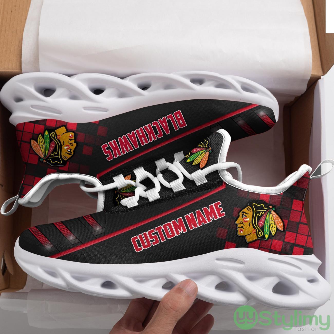 Chicago Blackhawks Custom Name Max Soul Sneaker Shoes For Fan For Men Women 2 Chicago Blackhawks Custom Name Max Soul Sneaker Shoes For Fan For Men Women Product Photo 2