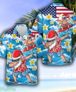 Christmas In July Dabbing Santa Surfing Beach Summer Funny Hawaiian Shirt - Christmas In July Dabbing Santa Surfing Beach Summer Funny Hawaiian Shirt