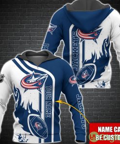 Columbus Blue Jackets NHL Custom Name 3D Hoodie All Over Printed Product Photo 1