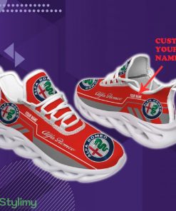 Custom Name Alfa Romeo Red Car Lovers Fans Max Soul Sneakers New Gift Running Shoes Men Women Fans - Alfa Romeo Red Chunky Shoes Car Personlized Photo 1