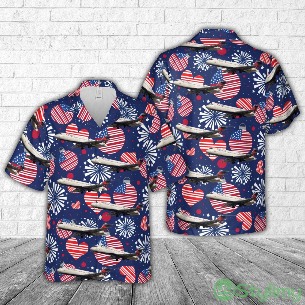 Delta Air Lines Boeing 717-2BD, 4th Of July Hawaiian Shirt 3D All Over Printed Summer Shirt 2 Delta Air Lines Boeing 717-2BD, 4th Of July Hawaiian Shirt 3D All Over Printed Summer Shirt Product Photo 1