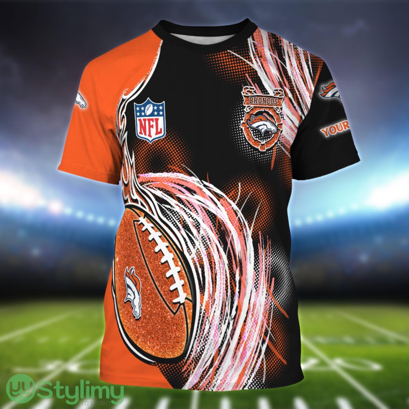 Denver Broncos Personalized Name Sport 3D T-Shirt 2 Denver Broncos Personalized Name Sport 3D T-Shirt Product Photo 1