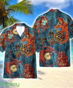 Dragon Playing Dice Blue Dungeons & Dragons Game AOP Hawaiian Shirt Beach Lover Gift Men And Women Shirt Product Photo 1
